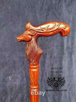 Carved Walking Stick Reindeer Carved Cane Nature Inspired Walking Aid