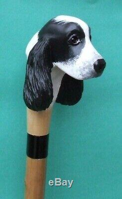 Carved Wood English Cocker Spaniel walking stick. New. One off only
