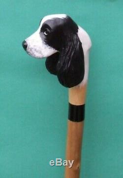 Carved Wood English Cocker Spaniel walking stick. New. One off only