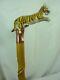 Carved Wood Handcrafted Tiger Cane Walking Stick 21E010