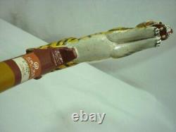 Carved Wood Handcrafted Tiger Cane Walking Stick 21E010