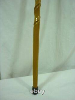 Carved Wood Handcrafted Tiger Cane Walking Stick 21E010