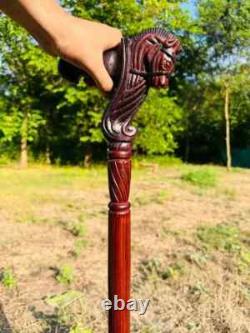 Carved Wooden Stick Horse Shaped Hand carved wooden Cane Traditional wooden
