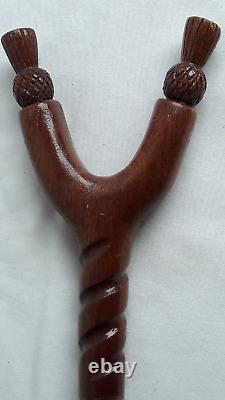Carved Wooden Thumb Stick / Wading Stick
