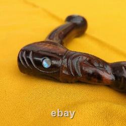 Carved Wooden Tiki Totem Maori South Pacific New Zealand Cane Walking Stick 37