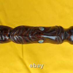 Carved Wooden Tiki Totem Maori South Pacific New Zealand Cane Walking Stick 37