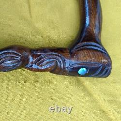 Carved Wooden Tiki Totem Maori South Pacific New Zealand Cane Walking Stick 37