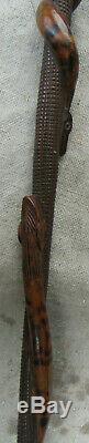 Carved Wooden Walking Stick Cane Snake Motif Mexican