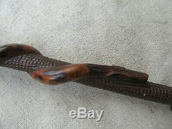 Carved Wooden Walking Stick Cane Snake Motif Mexican