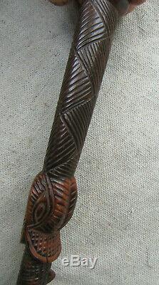 Carved Wooden Walking Stick Cane Snake Motif Mexican