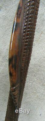 Carved Wooden Walking Stick Cane Snake Motif Mexican