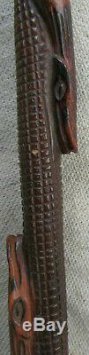 Carved Wooden Walking Stick Cane Snake Motif Mexican