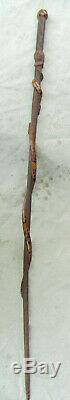 Carved Wooden Walking Stick Cane Snake Motif Mexican