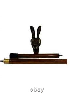 Carved Wooden Walking Stick Rabbit Head Handle Wooden Hiking Cane Stick