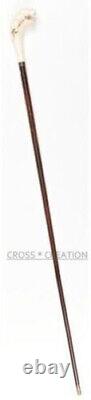 Cat Head Handle Carved Wooden Walking Stick Cane new handmade gift designer item