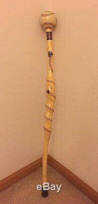 Chicago Cubs Hand Carved Walking Stick/Cane With Team Logo And Baseball Design