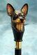 Chihuahua Dog Head Handle Carved Walking Wooden Walking Stick Cane Best new gift