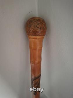 Chinese Carved Bamboo Walking Stick