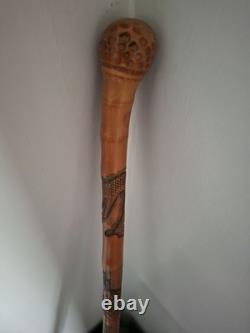 Chinese Carved Bamboo Walking Stick