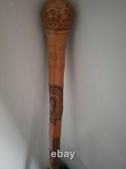 Chinese Carved Bamboo Walking Stick