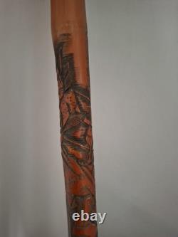 Chinese Carved Bamboo Walking Stick