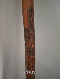 Chinese Carved Bamboo Walking Stick