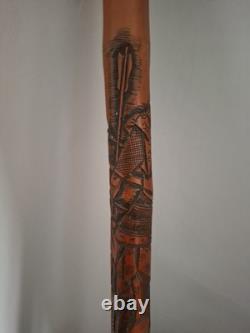 Chinese Carved Bamboo Walking Stick