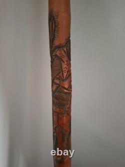 Chinese Carved Bamboo Walking Stick