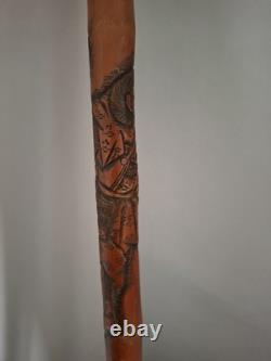 Chinese Carved Bamboo Walking Stick
