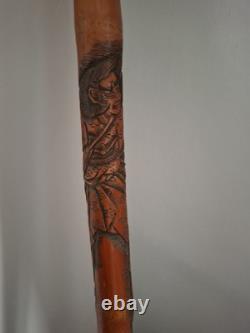 Chinese Carved Bamboo Walking Stick
