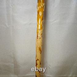 Chinese dragon walking stick, carved dragon nice wood circa 1910