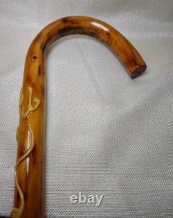 Chinese dragon walking stick, carved dragon nice wood circa 1910