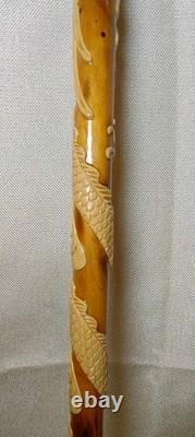 Chinese dragon walking stick, carved dragon nice wood circa 1910