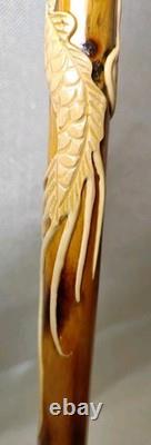 Chinese dragon walking stick, carved dragon nice wood circa 1910