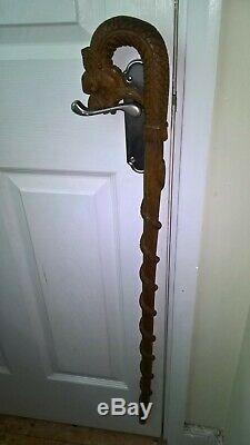 Chinese walking stick carved dragon and snake light but strong