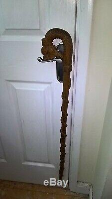 Chinese walking stick carved dragon and snake light but strong