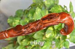 Christian Cross Wooden Hand carved Cane Wood carved crafted crook Walking Stick