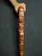 Christian Cross Wooden Hand carved Cane Wood carved crafted crook handle Pilgrim