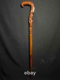 Christian Cross Wooden Hand carved Cane Wood carved crafted crook handle Pilgrim