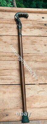 Christian Cross Wooden Walking Stick Cane Wood carved crafted crook handle Gift