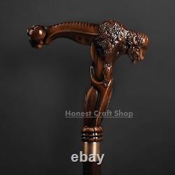 Christmas Gift Hand Carved Wooden Walking Stick Buffalo Handle Walking Cane