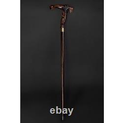 Christmas Gift Hand Carved Wooden Walking Stick Buffalo Handle Walking Cane