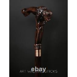 Christmas Gift Hand Carved Wooden Walking Stick Buffalo Handle Walking Cane