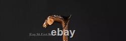 Christmas Gift Horse Head Handle Walking Stick Wooden Hand Carved Walking Cane