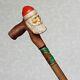 Christmas cane with Santa Custom walking stick Hand carved Candy