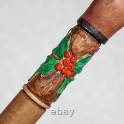 Christmas cane with Santa Custom walking stick Hand carved Candy