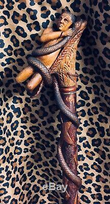 Civil War Carved Folk Art Walking Stick Cane Indian G. A. R. Cavalry 1866-1890