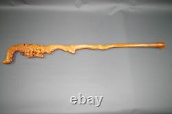 Classy Wood Walking Stick Cane Blumenmuster Carved Grasshopper