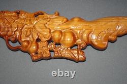 Classy Wood Walking Stick Cane Blumenmuster Carved Grasshopper