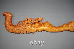 Classy Wood Walking Stick Cane Blumenmuster Carved Grasshopper